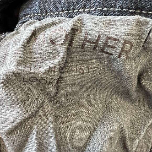 Mother High Waisted Looker Ankle Fray Jeans Dark Blue Wash Women's Size 28 Crop - Picture 11 of 14